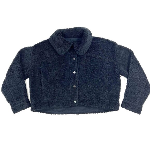 Lululemon Textured Sherpa Fleece Jacket Womens Size 12 Button Front Deep Pile - Picture 1 of 9